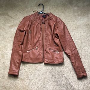 Brown Leather Jacket Gold Accents